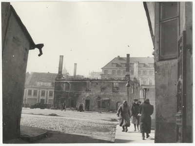 Tallinn. View of the burnt pharmacy at the corner of the pharmacy  duplicate photo