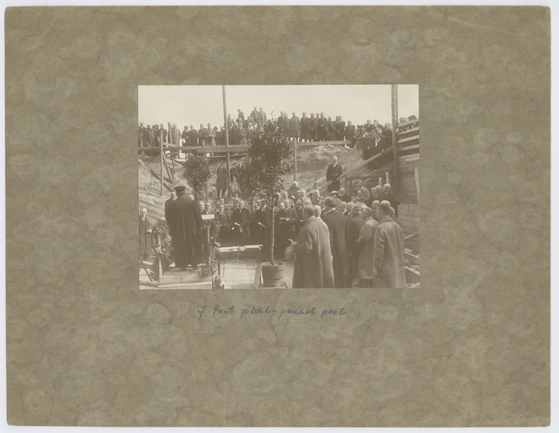 Construction of the cornerstone of Tallinn water treatment plant on the north-west coast of Lake Ülemiste