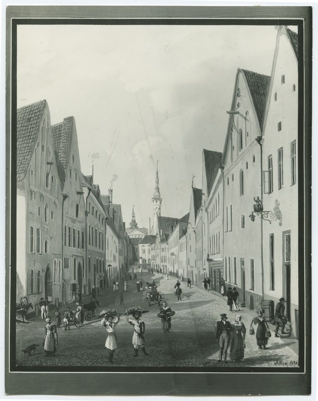 J.Han, Viru Street in 1831, view towards Raekoja.