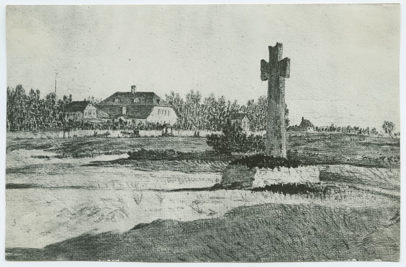 C.Buddeus, "Pernausche Strasse", Blasius Hochgreve memorial stone near Pärnu highway.