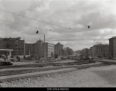 Roadworks on Pärnu highway in the heart city of Tallinn.  similar photo