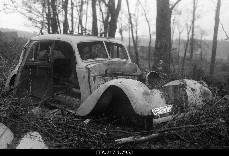 German car ruins in the forest.