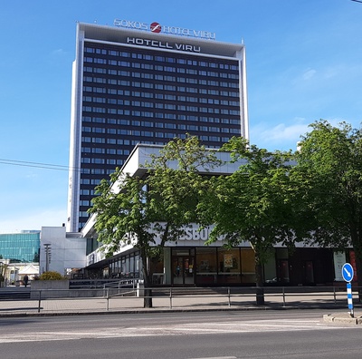 Viru Hotell, vaade Estonia pst-lt. Arhitektid Henno Sepmann, Mart Port, Vello Asi, Väino Tamm rephoto