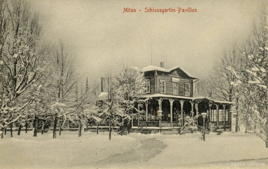 Mitau - Schlossgarten-Pavillon, Jelgava Castle. Pavilion Palace Park in winter