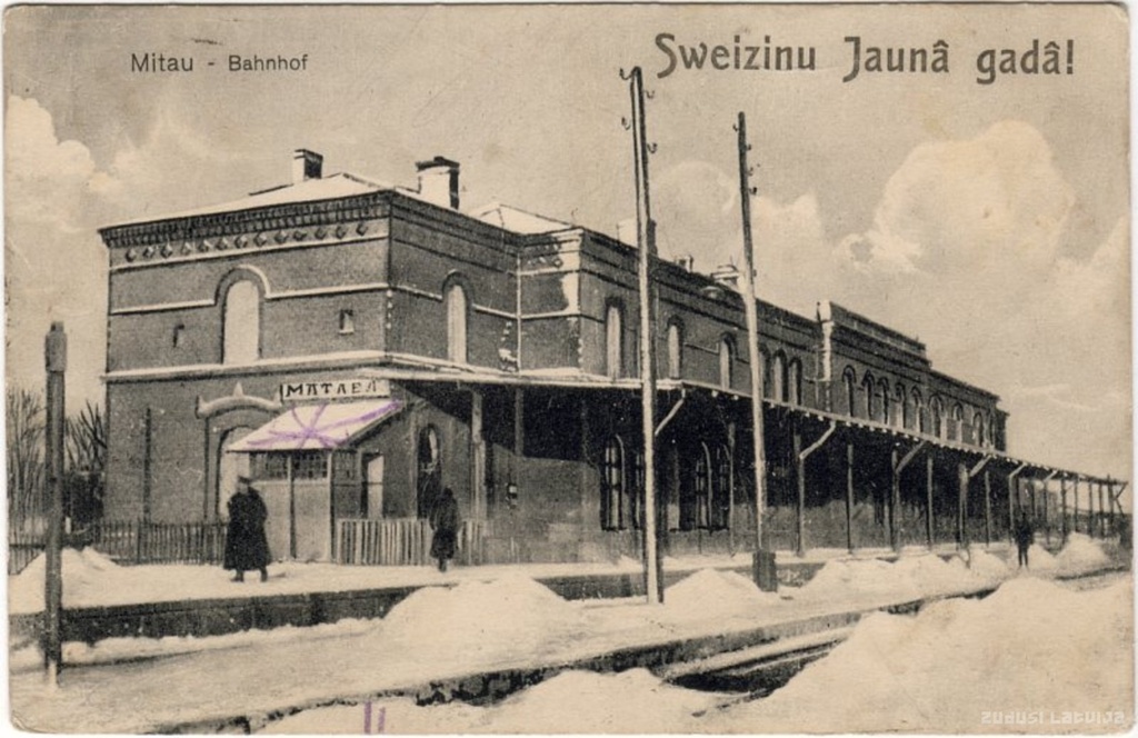 Jelgava. Railway station, Mitau - Bahnhof
