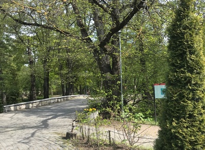 Lövenruh suvemõisa park, vaade sillale ja lõvifiguurile rephoto