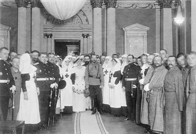 Emperor Nikolai II visited the Caesar Palace that operated as a military hospital  similar photo
