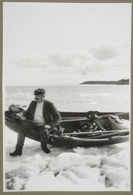 Fisherman with stones in the spring morning in Raahe Archipelago  similar photo