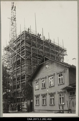 Construction of the water tower in Tartu Teacher Street, at the front of the Teacher's tn 7 residential building  duplicate photo