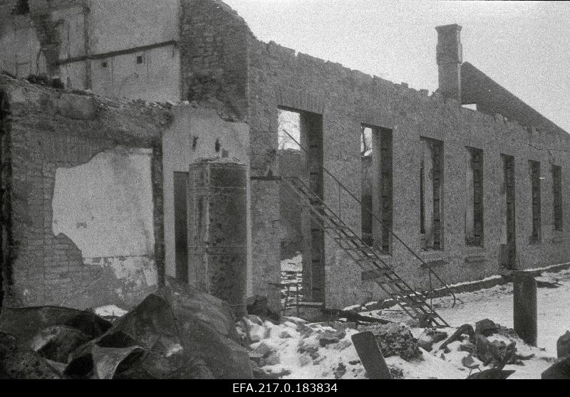 Burned ruins of Viljandi folk house, where the library and cinema were founded.