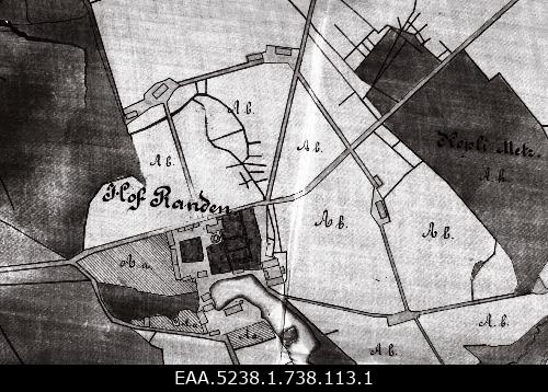 Rannu mõisasüda ja ümberkaudsed maad, koopia plaani fragmendist