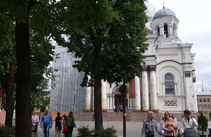 Card “Petro Povil Cathedral in Kaunas during the First World War” rephoto