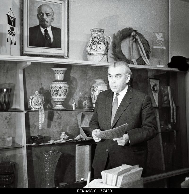 Composer and conductor Gustav Ernesaks in the souvenir room of the Estonian Soviet National Philharmonic.