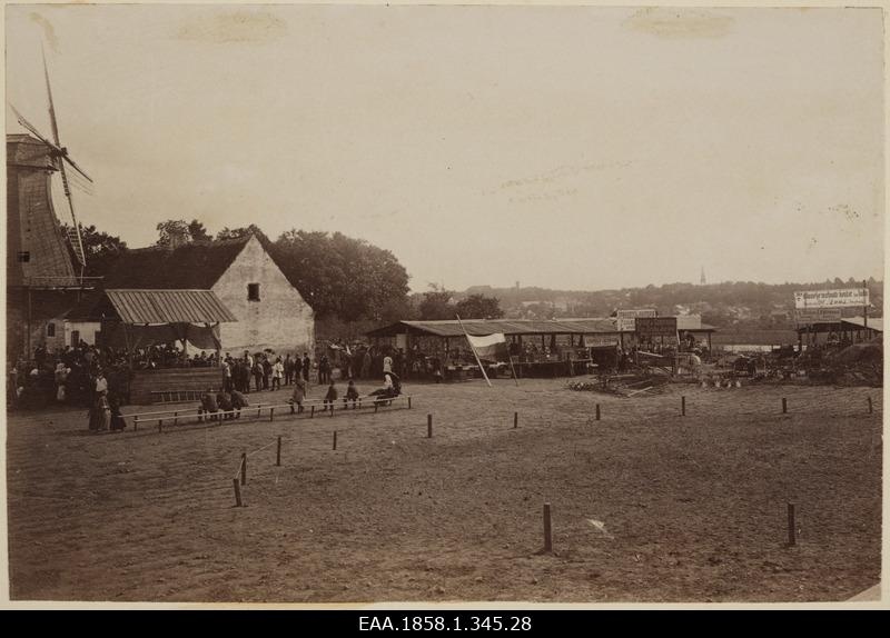 View of agricultural exhibition and vessel on Puiestee Street