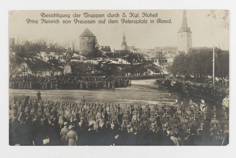 Prince of Prussian Heinrich in military inspection at the Peetri Square, the current Freedom Square in Tallinn