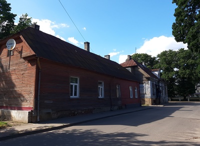 Riga. Wooden residential buildings in Toma Street rephoto