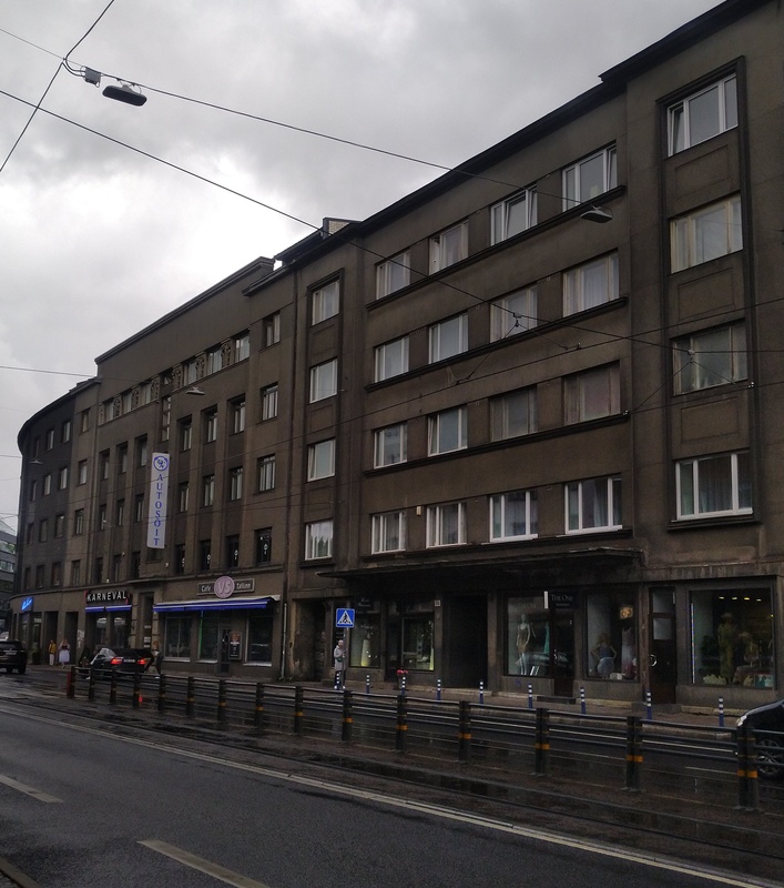 Residential and commercial buildings in Tallinn, view along the street. Architects Eugen Sacharias, Alexander Wladovsky, Erich Jacoby rephoto