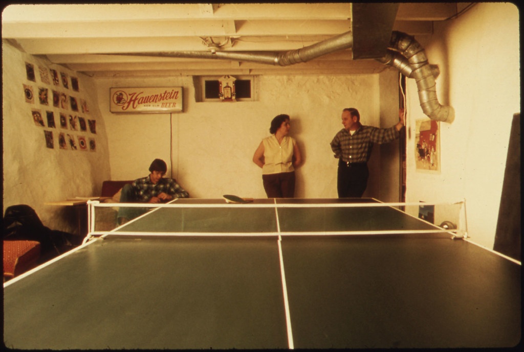 Mr. and Mrs. Wallace a Wolf in the Basement Recreation Room of Their Home...