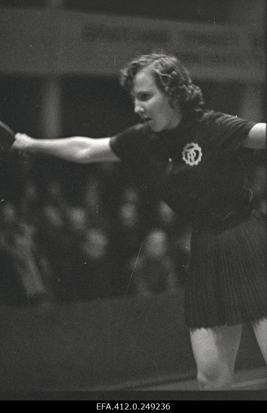 Soviet Union Championships in Table Tennis. Mare Kabrist in the game hall.