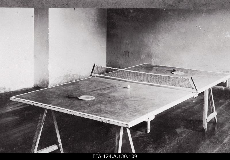 Table tennis table.