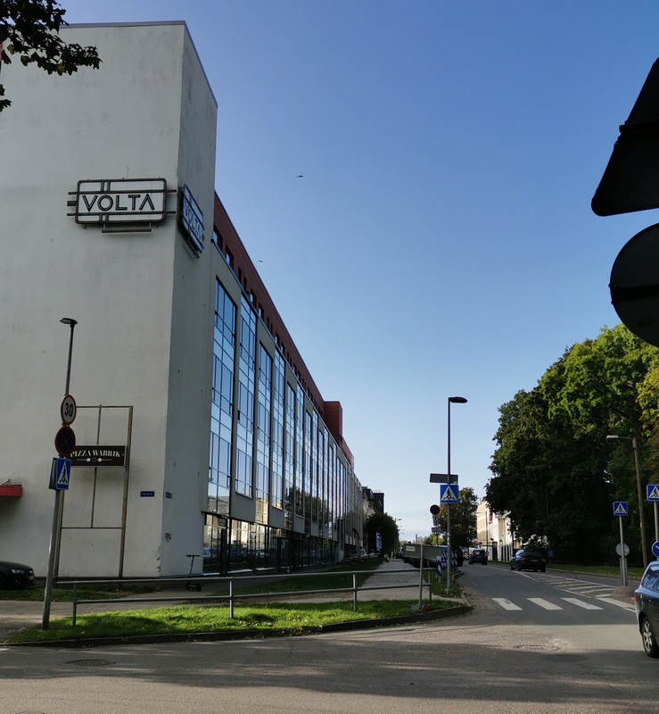 The corner of Volta and Industrial Street. View "Volta" factory building. rephoto