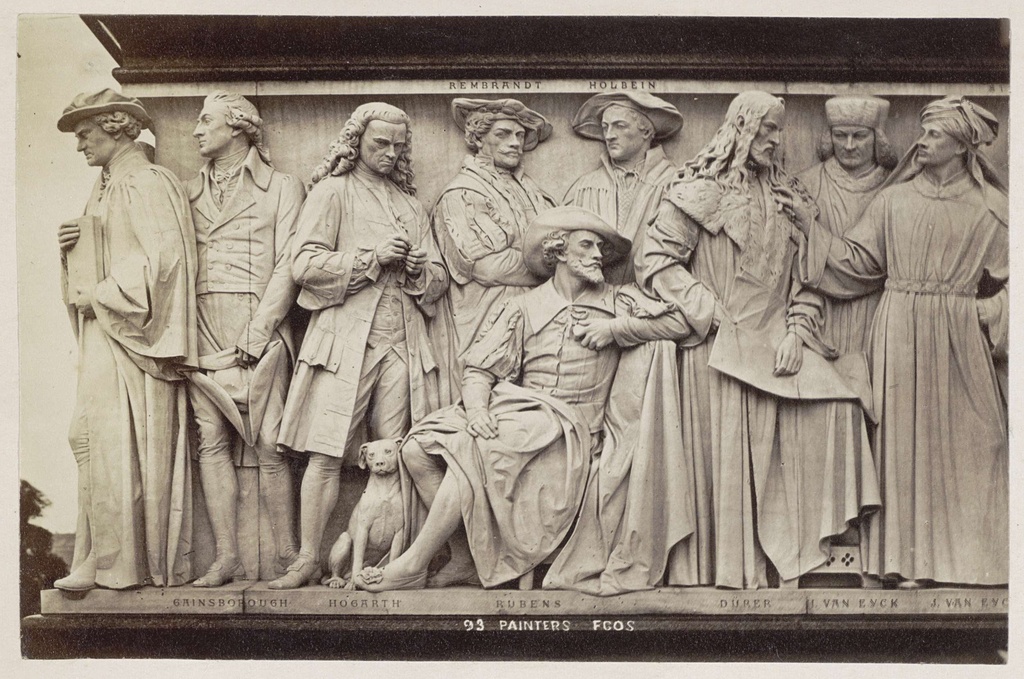 Deel van het Parnassus-fries aan de voet van het Albert Memorial in Londen: shchilders, Painters