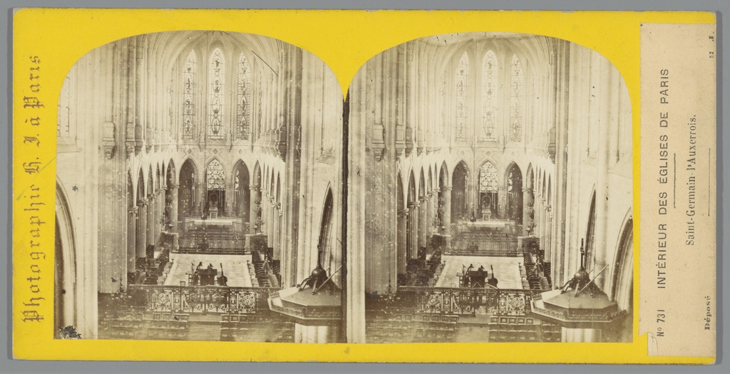 Saint-Germain-l'Auxerrois, Interior van de Église Saint-Germain-l'Auxerrois in Paris met zicht op het choir, Intérieur des Églises de Paris