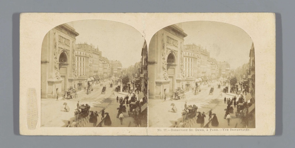 Boulevart St. Denis, à Paris-Vue instantanée, Gezicht op de Boulevard Saint-Denis here Paris