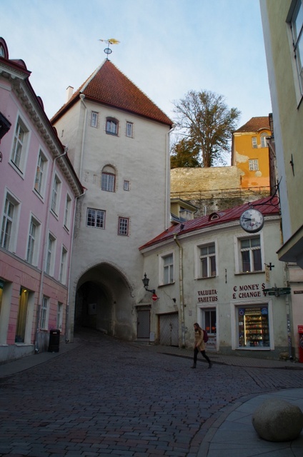 View of Pika foot tower of the gates in Tallinn Old Town rephoto