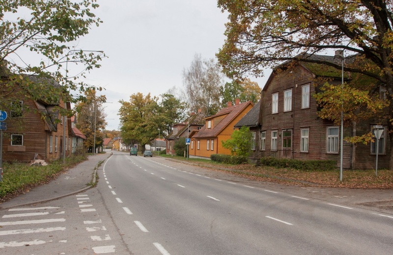 fotopostkaart, Suure-Jaani khk, Suure-Jaani, Viljandi tänav, talv, 1936, foto A. Veidner rephoto