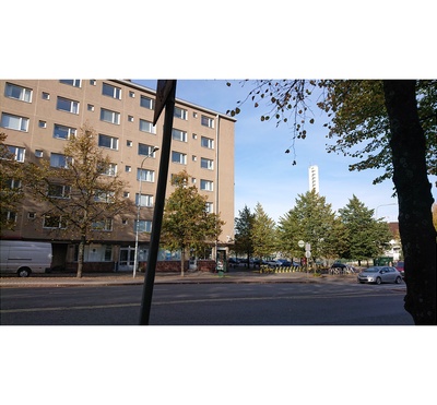 The centre office of the Helsinki Olympics in the corner of Toivonkatu and Sports Street. rephoto