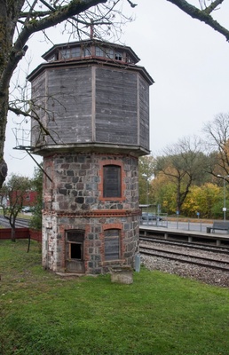 Water tower of the broken Viljandi Railway Station. rephoto