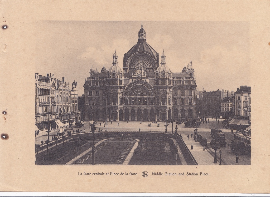 Antuérpia, Bélgica, inicio do Sec. XX, La Gare centrale et Place de la Gare, Arquivo de Villa Maria, Angra do Heroísmo, Açores. - lang