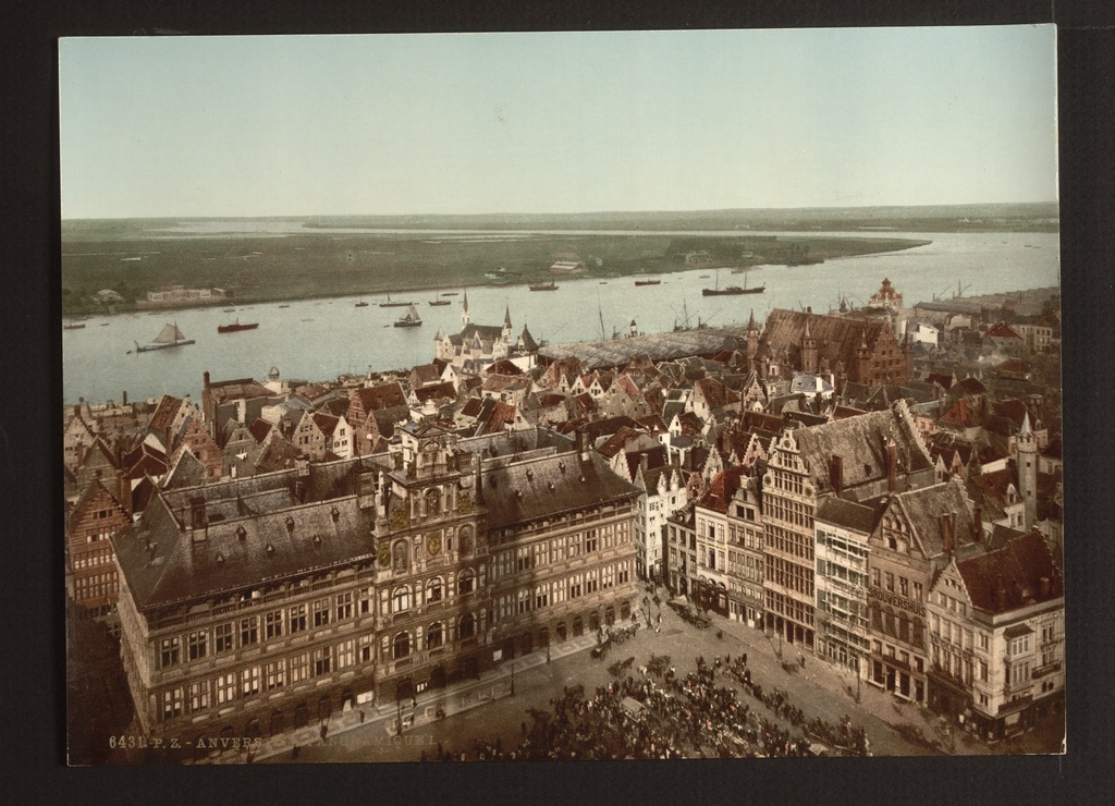 Antwerp and the River Scheldt, photochrom (unedited original) - Antwerp and the Scheldt, Belgium (ca. 1890-1900)
