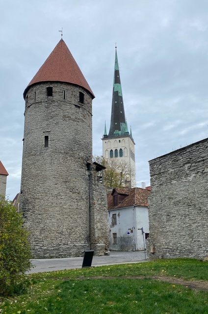 View of Plate Tower and Oleviste Church Tower in Tallinn rephoto