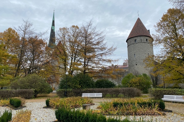 View from the Tower Square towards the church of Oleviste rephoto