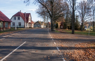 foto, Viljandimaa, Olustvere, puiestee, majad, u 1930, foto J. Riet rephoto