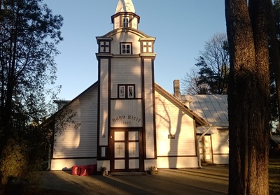 View of the Nõmme Peace Church at the corner of the Railway and Võsu Streets. rephoto