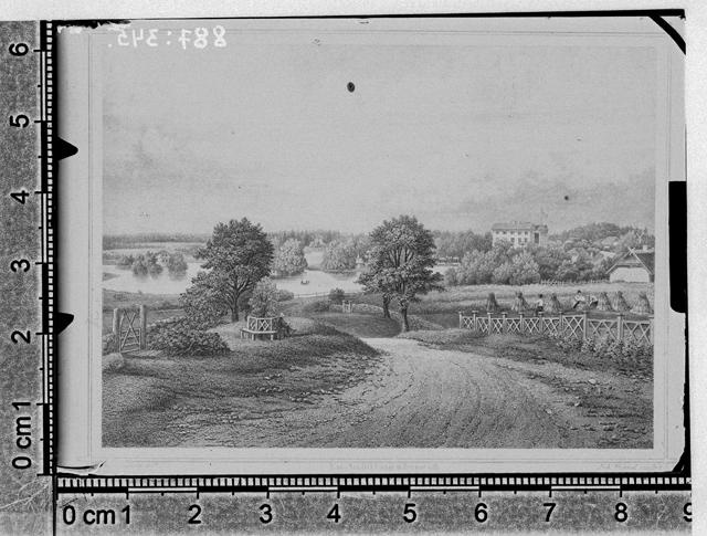 Riisipere Manor (Neu - Riesenberg), general view in the 1850s (J. Pappel's steel gravity according to Stavenhagen). Nissi khk