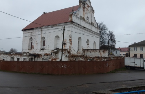 Słonim, Školny Dvor, Vialikaja synagoga. Слонім, Школьны Двор, Вялікая сынагога (1915-39) - lang rephoto