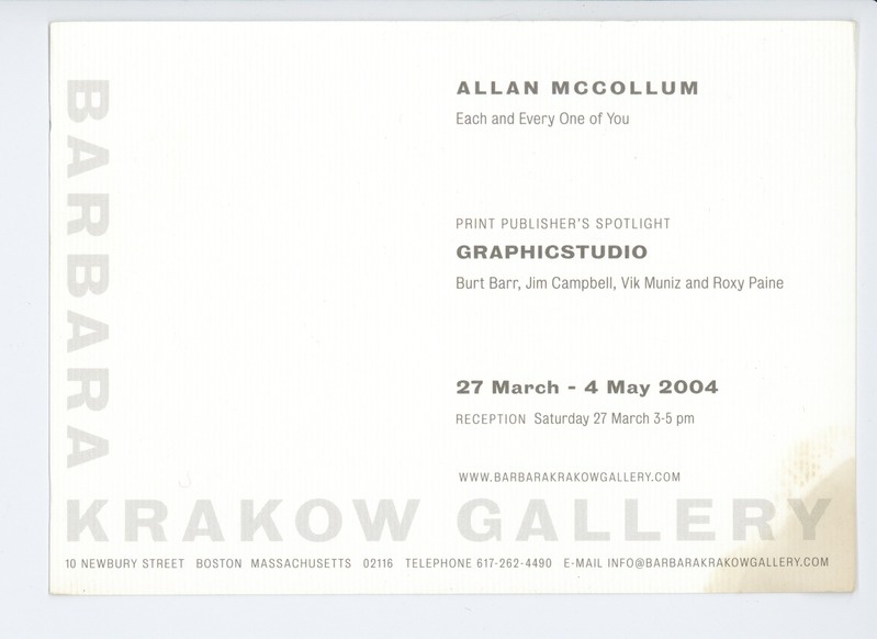 Postcard exhibition invitation (27 March - 4 May 2004)