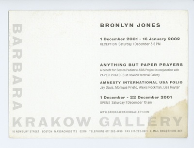 Postcard exhibition invitation (1 December 2001- 16 January 2002) (1 December - 22 December 2001)  duplicate photo