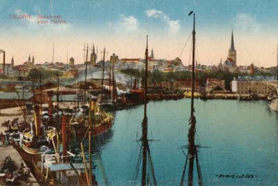 Postcard view of Tallinn port  duplicate photo