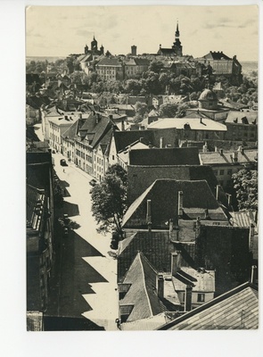 Tallinn, vaade Oleviste kiriku tornist Laiale tänavale, tagaplaanil Toompea, 1963  duplicate photo