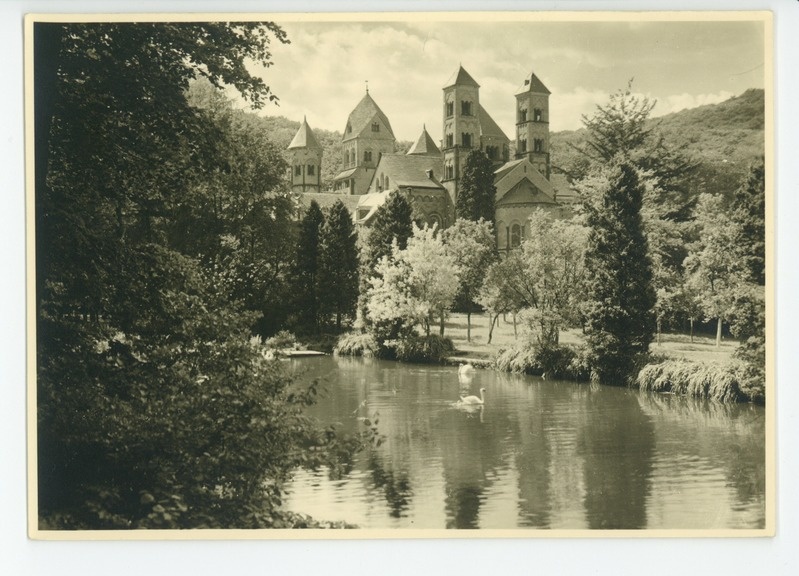 Abbey Church of Maria-Laach, Laacher lake, Eifel, Rhineland-Palatinate, Germany