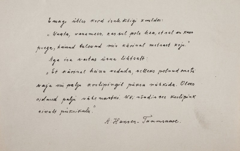 Anton Hansen Tammsaare autograaf