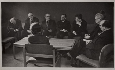 Pressikonverents Kirjanike Majas 14. veebr. 1964. Juhan  Liivi 100. a juubeli veetmise asjus  similar photo