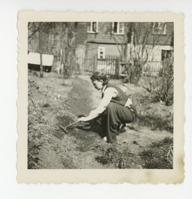 Elo Tuglas tööl Tallinna tänav 16 aias, umbes 1936  duplicate photo