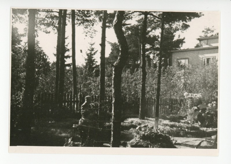 Paul Horma filmikaameraga aias