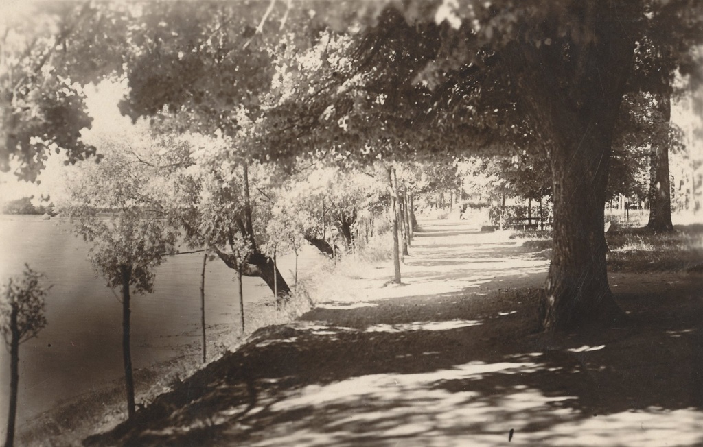 Photo postcard. Park Tamula shore in the 1930s.O.Haidaku photo printing in Narva